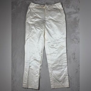 NWT Linda Allard Ellen Tracy Silk Blend Ivory White Formal Dress Pants 8 Petite